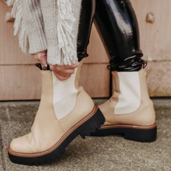 SAM EDELMAN Laguna Waterproof Lug Sole Chelsea Boot in Sesame Size US 6 NWT - Picture 1 of 16